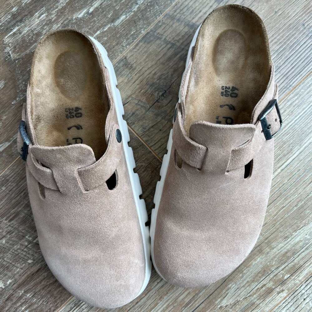 Birkenstock Boston Chunky, Suede Leather-Warm Sand, size W's 40 (orig $150) $100